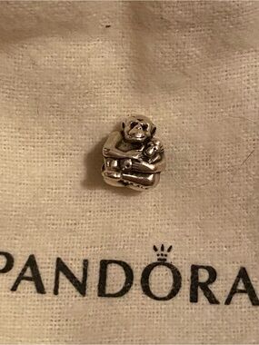 Pandora Silver Monkey Hug Charm - Shiny Silver Animal Bead